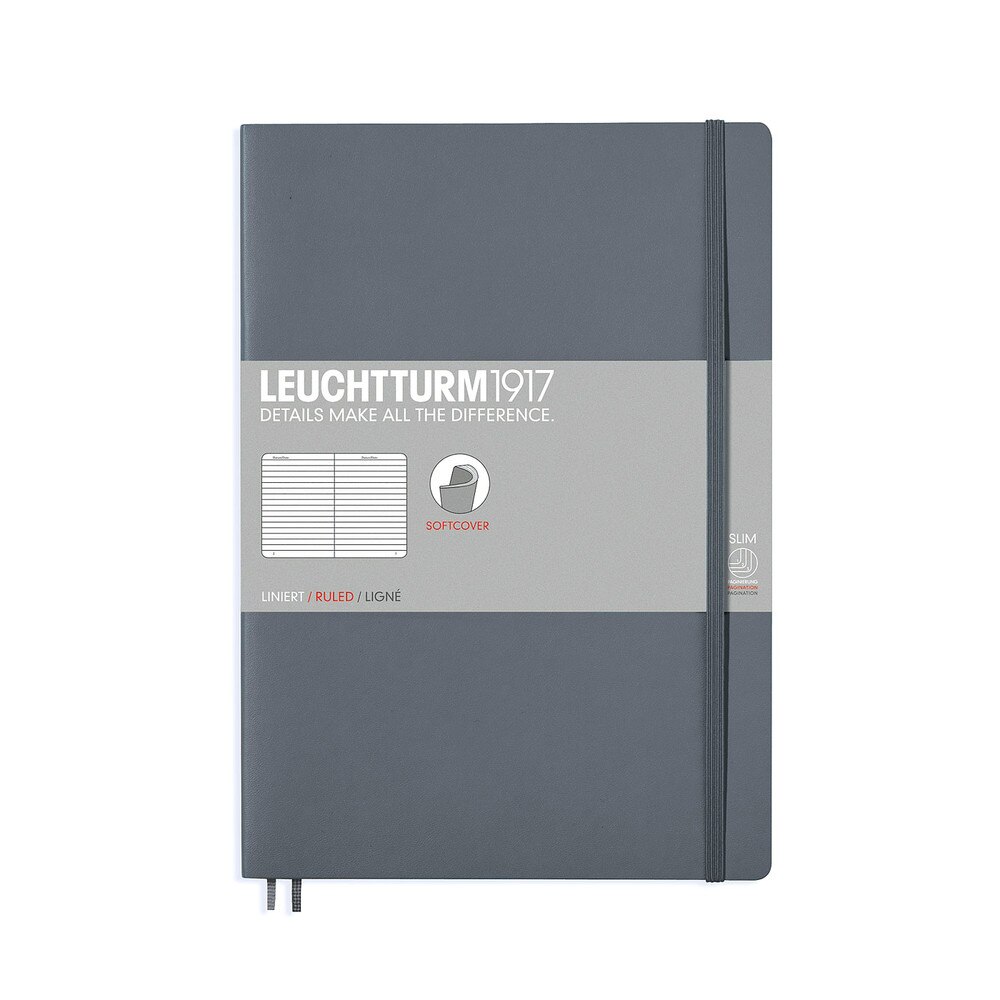 Leuchtturm 1917 B5 Softcover Composition Notebook Anthracite Gray Ruled